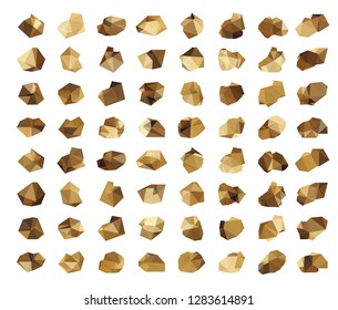 Set of 64 vector gold rock,gold nuggets Vector 2
