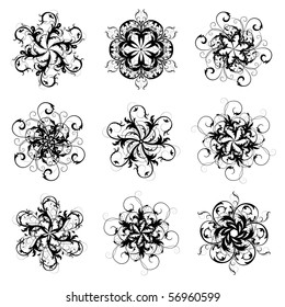 set of 6-pointed abstract stars, vector. Lots of details. No autotracing.