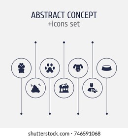 Set Of 7 Animals Icons Set.Collection Of Head, Footprint, Store And Other Elements.