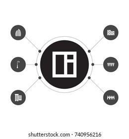 Set Of 7 Architecture Icons Set.Collection Of Lamppost, Business Center, Skyscraper And Other Elements.