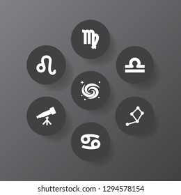 Set of 7 astrology icons set. Collection of cancer, virgo, libra and other elements.