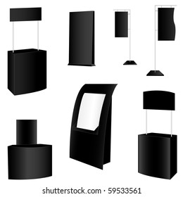 set of 7 black display. vector illustration