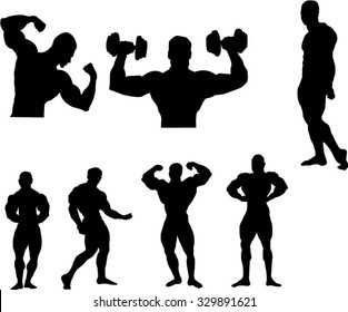 The Set Of 7 Body Building Silhouette