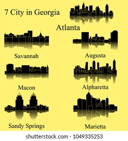 Set of 7 City in Georgia ( Atlanta, Savannah, Augusta, Macon, Alpharetta Sandy Springs, Marietta )