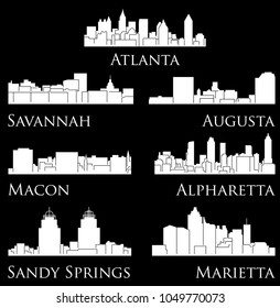 Set of 7 City in Georgia ( Atlanta, Savannah, Augusta, Macon, Alpharetta Sandy Springs, Marietta )