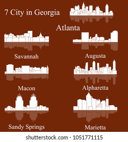 Set of 7 City in Georgia ( Atlanta, Savannah, Augusta, Macon, Alpharetta Sandy Springs, Marietta )