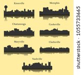 Set of 7 City Silhouette in Tennessee ( Knoxville, Nashville, Memphis, Cookeville, Clarksville, Maryville, Chattanooga )