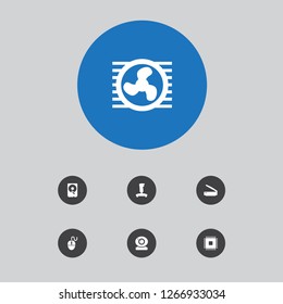Set of 7 computer icons set. Collection of computer mouse, gamepad, hdd and other elements.