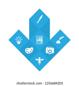 Set of 7 constructive icons set. Collection of writing, idea, paintbrush and other elements.