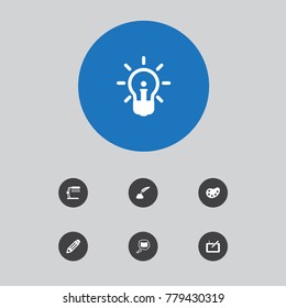 Set Of 7 Constructive Icons Set.Collection Of Concept, Artist, Pencil And Other Elements.
