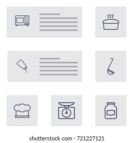 Set Of 7 Cooking Outline Icons Set.Collection Of Ladle, Hat, Jug And Other Elements.