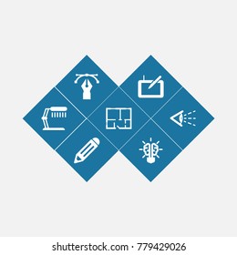 Set Of 7 Creative Icons Set.Collection Of Look, Writing, Gadget And Other Elements.