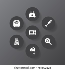 Set Of 7 Culinary Icons Set.Collection Of Oven, Cooking, Mixer And Other Elements.