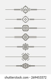 Set of 7 decorative text dividers in mono line style.