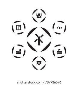 Set Of 7 Design Icons Set.Collection Of Board Stand, Fabric, Academy Elements.