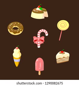 Set of 7 desserts vector
