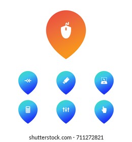 Set Of 7 Entertainment Icons Set.Collection Of Click, Calculate, Stabilizer And Other Elements.