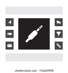 Set Of 7 Entertainment Icons Set.Collection Of Low Battery, Audio, Hyperlink And Other Elements.