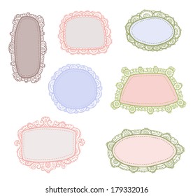 Set of 7 fine decorative frames in different colours