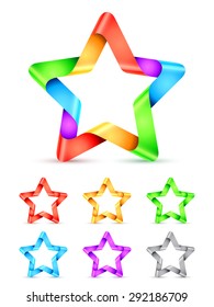 Set of 7 folded color paper stars
