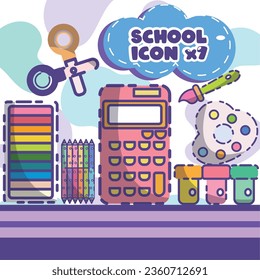 7 ICONS IN DIE SCHULE ZURÜCKSETZEN