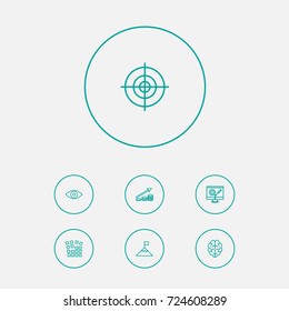 Set Of 7 Idea Outline Icons Set.Collection Of Brain, Development, Eye And Other Elements.