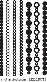 Set of 7 Isolated Seamless Decorative Vector Edges for Design Use. Circles, Chains, Bead Patterns for Textiles, Card Making, Craft, Templates and all design work