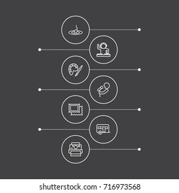 Set Of 7 Lifestyle Outline Icons Set.Collection Of Stamps, Photography, Fishing And Other Elements.