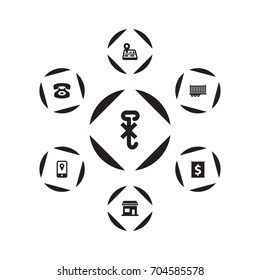 Set Of 7 Logistic Icons Set.Collection Of Store, Forbidden, Pinpoint And Other Elements.