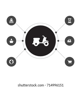Set Of 7 Logistic Icons Set.Collection Of Vehicle, Tracking, Package And Other Elements.