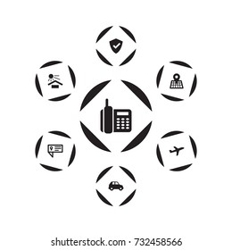 Set Of 7 Logistic Icons Set.Collection Of Tracking, Phone, Pointer And Other Elements.