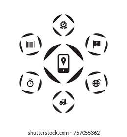 Set Of 7 Logistic Icons Set.Collection Of Timer, Award, Vehicle And Other Elements.
