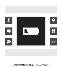 Set Of 7 Media Icons Set.Collection Of Game, Calculate, Progress And Other Elements.