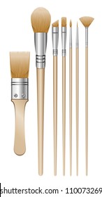 A set of 7 paintbrush illustrations. Eps 10 Vector.