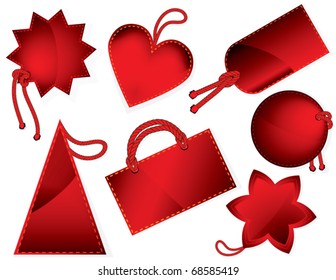 set of 7 red price tags