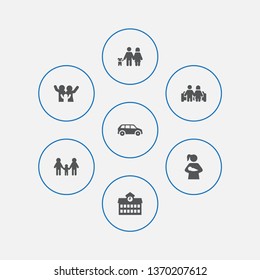 Set of 7 relatives icons set. Collection of lovers, couple, happy and other elements.