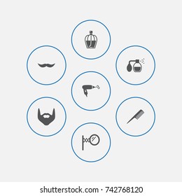 Set Of 7 Shop Icons Set.Collection Of Hipster,  perfumet, Looking-Glass And Other Elements.