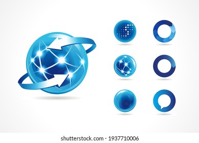 Juego de iconos de la esfera. Diseño gráfico de logotipo de forma redonda editable para empresas. Ilustración vectorial