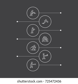 Set Of 7 Sport Outline Icons Set.Collection Of Box, Swimming, Rocket And Other Elements.