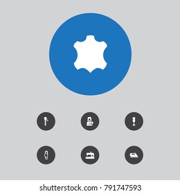 Set Of 7 Stitch Icons Set.Collection Of Fastener, Clothier, Pintle And Other Elements.