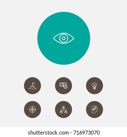 Set Of 7 Strategy Outline Icons Set.Collection Of Eye, Idea, Target And Other Elements.