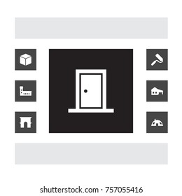 Set Of 7 Structure Icons Set.Collection Of Repair, Triumphal, Garage And Other Elements.