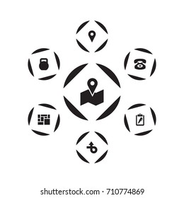 Set Of 7 Systematization Icons Set.Collection Of Pen, Trip, Weight And Other Elements.