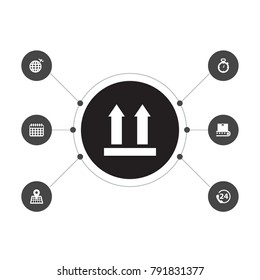 Set Of 7 Systematization Icons Set.Collection Of International, Arrow, Tracking And Other Elements.