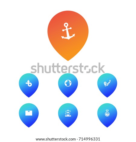 Set Of 7 Systematization Icons Set.Collection Of Test Tube, Destination, Route And Other Elements.