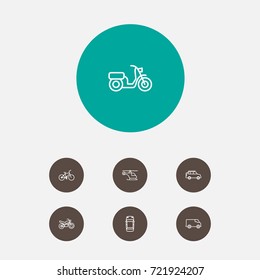 Set Of 7 Traffic Outline Icons Set.Collection Of Top, Van, Suv And Other Elements.