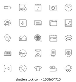 Set 7 of UI and UX icon in modern thin line style. High quality outline interface symbols for website design and mobile apps. Simple user interface linear sign isolated on white background.