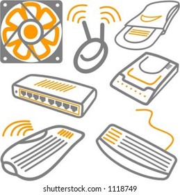 A set of 7 various computer-related vector icons.