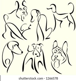 A set of 7 vector illustrations of animals in unique exquisite and ornamental style.