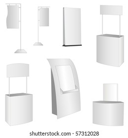 set of 7 white display. vector illustration